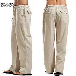 Męskie spodnie Bolibao Summer Mężczyźni stały kolor lniany wielokrotność prosta swobodny oddychający duży rozmiar Light Lose Spodle Mężczyzna 230310