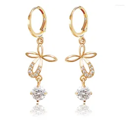 Dangle Earrings Butterfly Zircon Drop Earring For Elegant Women Fashion Jewelry Gold Color