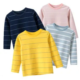 Tshirts Spring Kids Tshirts Boy Girl 28y Spring Farth Children's Tshirt Winter Cotton Lengeve Striped Children Girls Boys Closes230310