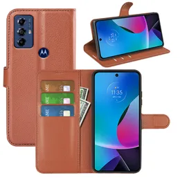 حالات الهاتف لـ Moto G Play G13 G23 E13 G53 G73 X40 G62 G42 G52 G62 2023 5G Lychee Funda Wallet Cover Cover