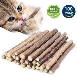 Cat Toys 100pcs Lot Natural Matatabi Catnip Toy Wood Pet Cats Cat's Molar Tould Franch Cleaning Silvervine Sticks225c