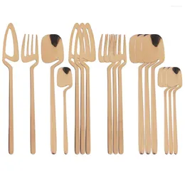Servis uppsättningar 16st Rose Gold Cutlery Set Knife Fork Spoon Dinner Tabellery 18/10 Rostfritt stål Party Silverware Flatware