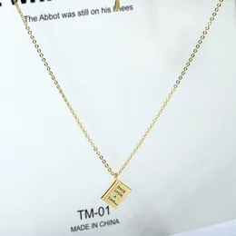 Chains High Quality Yellow Gold Square Shape Letter''Once Upon A Time ''Fairy Tale Books Necklace Creativity Fashion Book