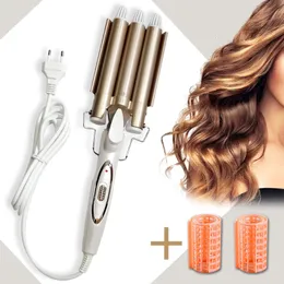Irons Irons Professional Care Styling Tools Ceramic Triple Barrel Styler Hair Curlers Electric Curling Hair Waver 230310