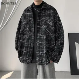 Chaquetas de los hombres Chaquetas Hombres Plaid Handsome Cargo Otoño Moda All-match Casual Ulzzang Baggy Cool Streetwear Daily Simply Pockets Cozy 230311