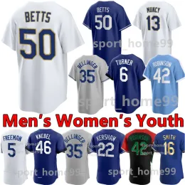 2023 Anpassad 50 Mookie Betts Jersey 5 Freddie Freeman 11 Miguel Rojas 9 Gavin Lux 3 Chris Taylor 60 Yonny Hernandez 13 Max Muncy 22