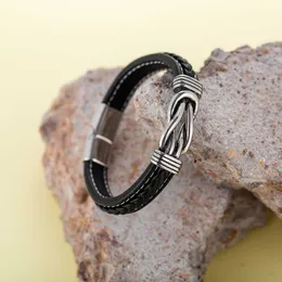 S smycken enkla tvåfärgade läder i rostfritt stål magnet spänne trend armband kreativa tillbehör