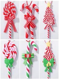 Fabrik julklubba ornament söt godis cane hängande dekorationer mini färgglada hängen pepparmynta rra