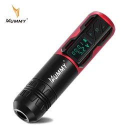 Tätowierpistolen-Kits Mummy Wireless Tattoo Machine Pen Hochleistungsbatterie Direktantriebsmotor Tätowierpistole Tragbare Leistung 2200 mAh LED-Digitalanzeige 230310