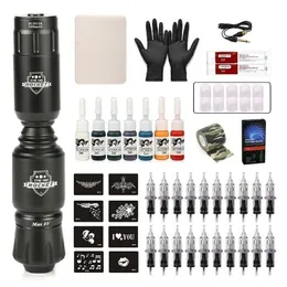 Kits de tatuagem Kits Professional Tattoo Tattoo Machine Kit Rocket Tattoo Pen Conjunto de tatuagem sem fio Fonte de alimentação com agulhas de cartucho para tatuagem Artista do corpo 230310