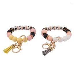Bangle Bracelet Bracelet Key Ring for Women Keychain Love Mama Silicone Bead