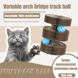 Cat Toys Magic Accordion Scratching Board Corrugated Scratcher With Ball Interactive For Cats Grinding Play Game Toy