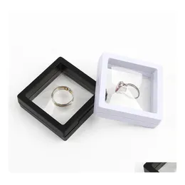 Favor Holders PE Film Jewelry Storage Box 3D Packaging Case Gemstone Stand Floating Frame Membran Ringörhängen Halsband Display Ho Dhuws