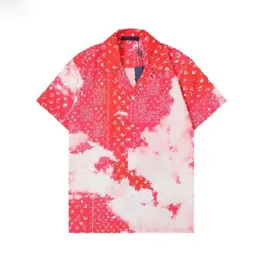 2023 Yaz Avrupa Erkek Gömlek Paris Tasarımcısı Lüks Erkekler Giyim Renk Mektubu Baskı Sıradan Gömlek Serin Hip Hop Kısa Kol Geometri Baskı Tasarımcıları M-3XL