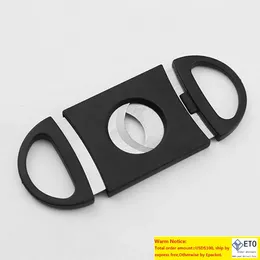 Black Pocket Mini Stainless Steel Tobacco Cutter Plastic Double Blade Cigar Knife Scissors Durable Portable Tobacco Cigar Scissors