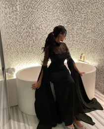 Bat Sleeves Evening Dresses Boat Neck Saudi Arabia Floor Length Short Prom Gowns Vestido de festa Special Occasion Party