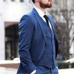 Men's Suits Latest Coat Pant Designs Navy Blue Custom Made Men 3pieces(Jacket Pants Vest) Wedding Bridegroom Blazer 356