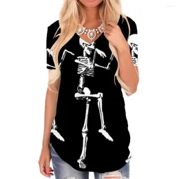 Women's T Shirts giyu märke skalle t-shirt kvinnor skelett tshirts tryckt dans v-ringning tshirt rolig skjorta tryck kvinnor kläder hip hop