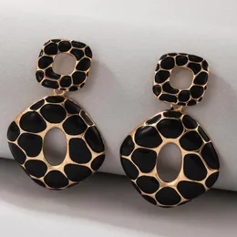 أقراط Dangle 2023 Trend Boho Fashion for Women Cool Stuff Personality Square Leopard Print Geometry Vintage Jewelry