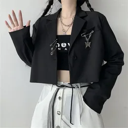 Men's T Shirts Women's Blouse Black Suit Jacket Loose Bf Short High Waist Harajuku Vintage Undefined Top Drop Cardigan Para