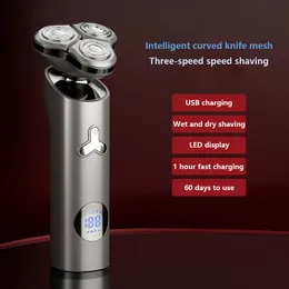 Clippers Trimmers Afeitadora eléctrica ajustable de velocidad flotante inteligente Pantalla digital multifuncional Cuerpo lavable Carga USB 230310
