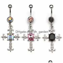 Кнопка пупок с пунком D0522 Cross Style Belly Drop Drop Droder Jewelry Body Dhgarden dhmeb