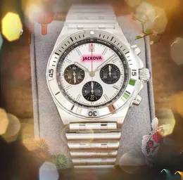 Relogio Masculino Popuar Quartz Fashion Mens Watches Auto Date Full Functional Stopwatch Wristwatch Super Sapphire Glass Business Luminous Cloceブレスレット