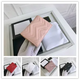 Designer Luxury 466492 Marmont Card Case Mini Wallet Leather Black Purse Bifold Wallet Gold Hardware