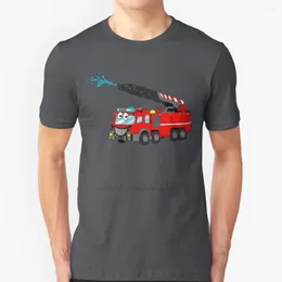 Camisetas masculinas Caminhões de bombeiros Arte infantil | Camisa de camisa de bombeiro de meninos de meninos