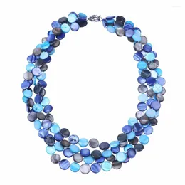 Kedjor Ganska färgglada 13mm myntform Shell Necklace Multi Layer Statement Choker Sea Pearl Diy Jewelry