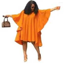 Etnisk kläder chic lossa afrikanska klänningar för kvinnor sommar höst veckad fjäril ärmmode cape klänning casual boubou africain femme