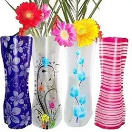 卸売PVC折りたたみ式花瓶の折りたたみ可能な水袋プラスチックウェディングパーティーの花瓶ホームオーナメント装飾タブレットベース27*12cm