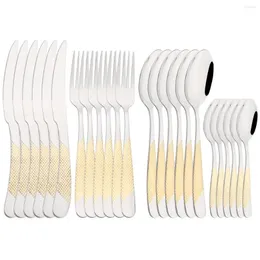 Dinnerware Sets 24Pcs High Quality Set Knife Forks Coffee Spoon Cutlery Stainless Steel Flatware Kitchen Tableware Birthday Gift