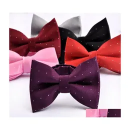 Brudgummen slipsar cummerbunds man bow tie sier dot bowknot mens fjäril kostym tillbehör halskläder för män spot svart bowtie 2st/lot dr dhmm6