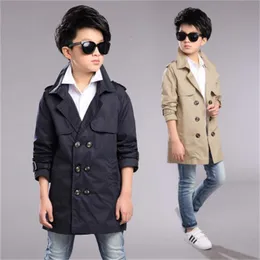 Tench Coats Moda Çocuk Giyim Bahar Boy Ceket Windbreaker Big Kore gömleğinin uzun bölümünde 230311