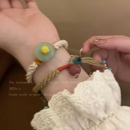 Armbänder China-Chic Neues chinesisches Naturstein-gewebtes Armband Freundin Kleine Gruppe Design Ethnisches Stilelement Handseil Overlay Link A