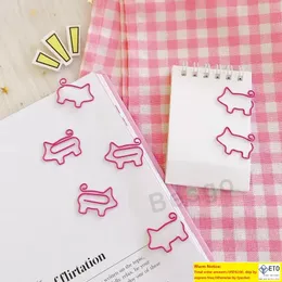 Simpatiche graffette rosa Cartoon Coda riccia Maialini a forma di metallo Planner Graffette Segnalibri Forniture per ufficio scolastico