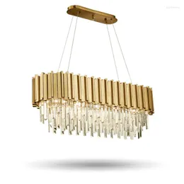 Chandeliers Arrival Oval LED K9 Crystal Chandelier Lights Modern Gold Living Room Dinning Lamps Coffee Lighting