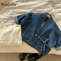 السترات Rinilucia antumn Baby Boy Denim Jacket Justs Kids Girls Solid Loose Coath Comple