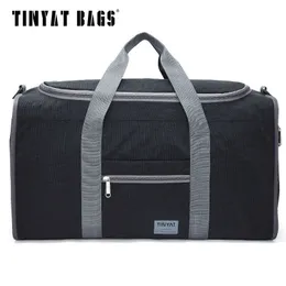 Sacos de material tinyat masculino bolsa de viagem bolsa dobrável molar mulheres totas de nylon de nylon à prova d'água Bagagem preta da mochila T-306 230311