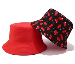 Geniş Memlu Şapkalar 2019 İki Yan Tersinir Meyve Kiraz Kova Şapkası Erkekler İçin Kadın Balıkçı Şapkası Panama Bob Hat Yaz Güneş Şapkası P230311