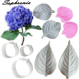 Ferramentas de bolo Hydrangea Flower Petal Veiner Moldes de silicone de aço inoxidável molde Gumposte Surgarcraft Fondant Decorating Tool CS251