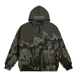 Herren Hoodies Sweatshirts Streetwear Crewneck Skeleton Hoodie Paar Y2K Retro Hoodie Reißverschluss übergroße Sweatshirt Gothic Top 230310