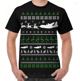 T-shirt da uomo Natale - C 130 T-shirt grafica brutta da uomo Top T-shirt da donna T-shirt a maniche corte con stampa divertente O-Collo