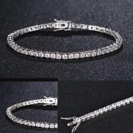 Zircon 4mm Men Tennis bracelet Solid 925 Sterling Silver tennis chains Mens Hip-hop Tide Bracelets 7 5 inch silver Jewelry Gifts184k