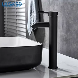 Bathroom Sink Faucets ULGKSD Bathroom Basin Faucet Sink Faucet Bathroom Faucet Black Paint Basin Mixer Tap Brass Modern Bathroom Mixer Taps 230311