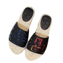 2023 SandalsG Straw-braided Fisherman's Slippers Women's Platform Slippers Designer Slippers Non-slip Sandals Classic Color Flip-flops