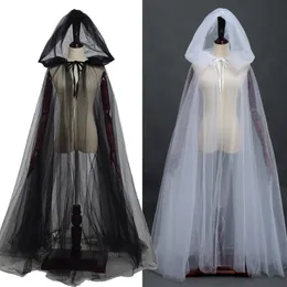 150 cm vrouwen witte zwarte tuLle mantel kostuums Halloween cosplay feestje heksen heksen bruids bruiloft lange cape snelle verzending316b