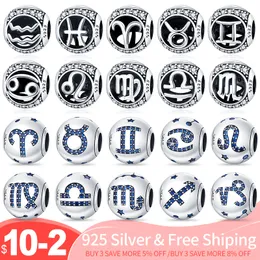 925 silver Fit Pandora Original charms DIY Pendant women Bracelets beads twelve constellation pattern bead
