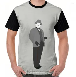 メンズTシャツ素晴らしい探偵 - ヘルチュールポアロットグラフィックTシャツメンズトップスティーレミスシャツおかしなプリントOネック半袖Tシャツ
